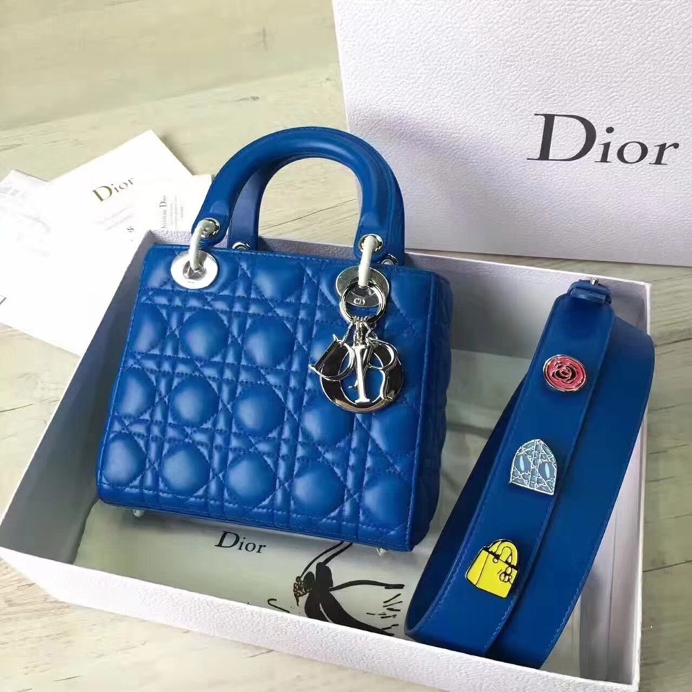 Dior My Lady Dior Bag In Blue Lambskin TDBS25306