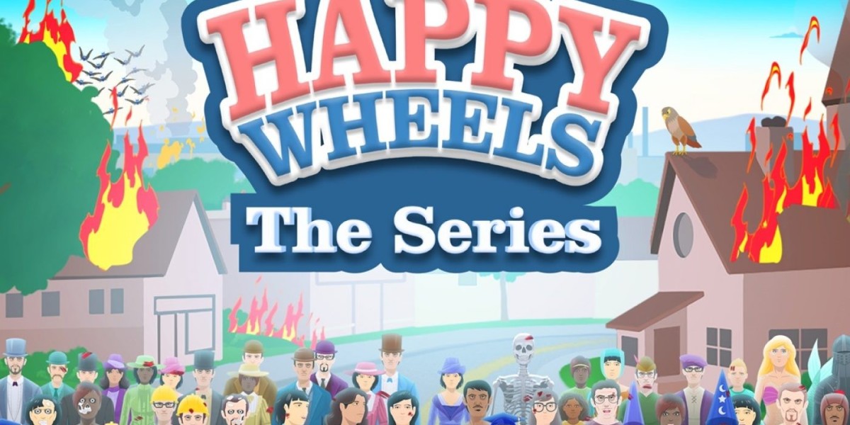 Overcome obstacles in Happy Wheels scrolling race